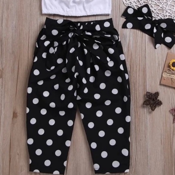 Three Piece Set - Tassel Top/Polka Dot - Picture 2 of 2